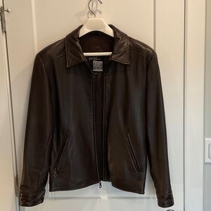 North Beach by Michael Hoban Men's Brown Lambskin Leather Zip Jacket Size 40